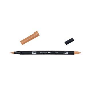 Feutre dessin double pointe abt dual brush pen 977 marron cuir x 6 tombow