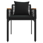 vidaXL Ensemble de meubles d'extérieur 3 Pièces Noir Rotin PE