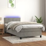 vidaXL Sommier à lattes de lit et matelas et LED Gris clair 90x200 cm