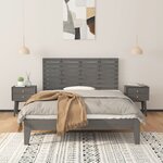 vidaXL Tête de lit murale Gris 126x3x63 cm Bois massif de pin