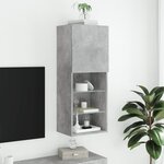 vidaXL Meuble TV avec lumières LED gris béton 40 5x30x102 cm
