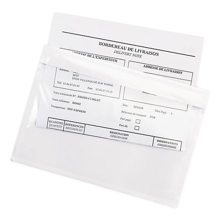 Pochette porte-documents adhésive transparente raja super 225x115 mm (lot de 1000)