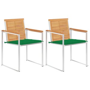 vidaXL Chaises de jardin avec coussins lot de 2 Teck solide et acier