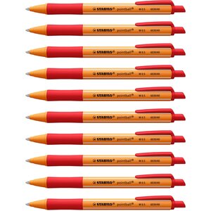 Stylo Bille Rétractable POINTBALL Tracé 0 5 mm Rouge x 10 STABILO