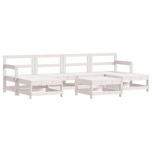 vidaXL Salon de jardin 7 Pièces Blanc Bois de pin massif