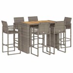vidaXL Ensemble de bar de jardin 7 Pièces sans coussins gris poly rotin