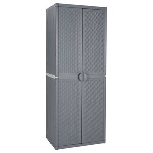 vidaXL Armoire de rangement de jardin gris 65x45x172 cm PP rotin