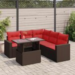 vidaXL Salon de jardin avec coussins 6Pièces marron résine tressée acacia