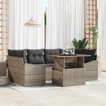 vidaXL Ensemble de canapé de jardin 7 Pièces Gris Poly rotin