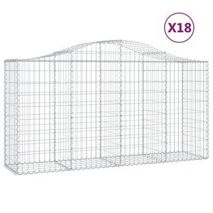 vidaXL Paniers à gabions arqués 18 Pièces 200x50x100/120 cm fer galvanisé