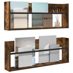 vidaXL Étagère à magazines 2 Pièces Chêne fumé 80 x 12 x 30 cm