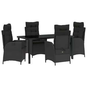 vidaXL Ensemble de salle à manger pour jardin 5 Pièces Noir polyrotin