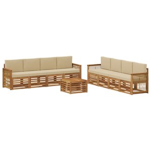vidaXL Ensemble de canapés d'extérieur 9 pc Naturel et Beige