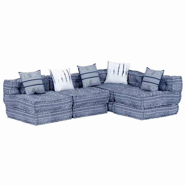 vidaXL Pouf modulaire à 4 places Indigo Tissu