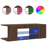 vidaXL Meuble TV avec lumières LED Chêne marron 90x39x30 cm
