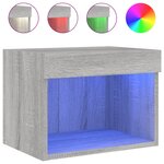 vidaXL Tables de chevet murales avec lumières LED 2 Pièces sonoma gris