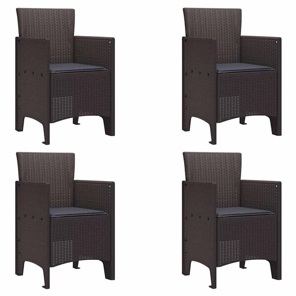 vidaXL Chaise de jardin 4 Pièces Marron 53 x 49 x 85 cm PP