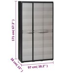 vidaXL Armoire de rangement de jardin avec 4 étagères Noir et gris