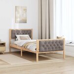vidaXL Cadre de lit avec tête de lit Taupe 90 x 190 cm Pin massif