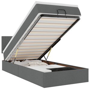 vidaXL Lit ottoman avec matelas gris foncé 90x200 cm tissu