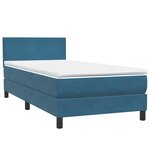 vidaXL Sommier à lattes de lit et matelas et LED bleu foncé 80x210 cm velours