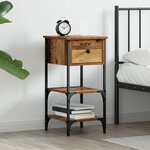 vidaXL Table de Chevet Vieux Bois 34x36x70 cm Bois d'ingénierie