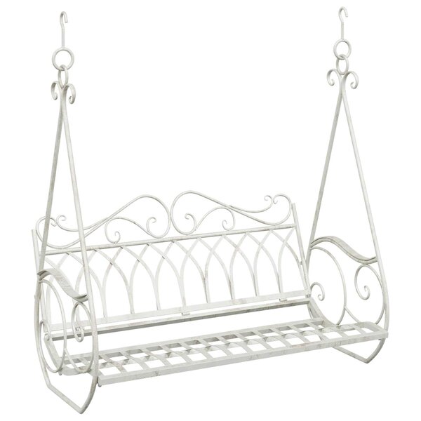 vidaXL Banc Balançoire Acier 112 x 60 x 126 5 cm Blanc antique