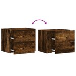 vidaXL Table de chevet murale chêne fumé 45x30x35 cm