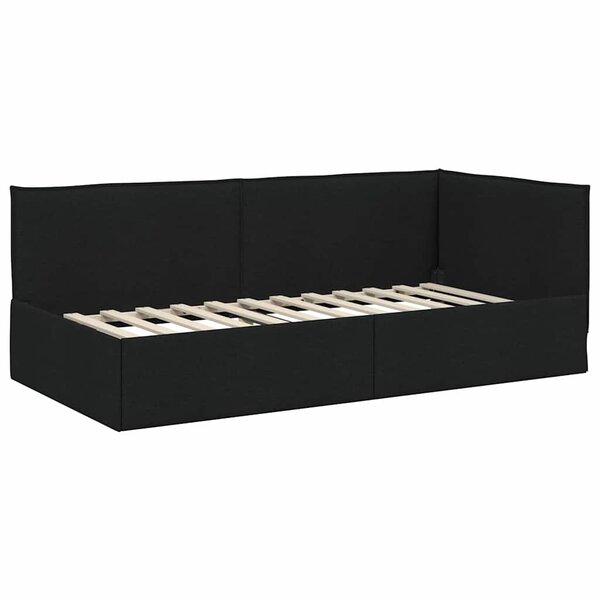vidaXL Cadre de lit d'angle avec tête de lit Noir 100 x 200 cm tissu