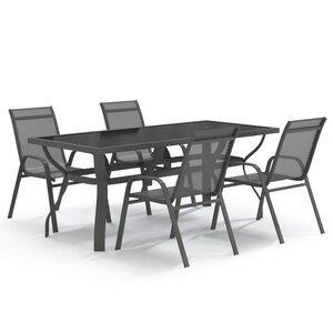 vidaXL Ensemble à manger de jardin 5 Pièces Gris et noir