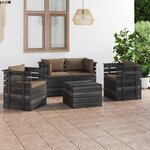vidaXL Salon palette de jardin 5 Pièces avec coussins Bois de pin massif