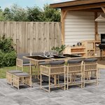 vidaXL Ensemble à manger de jardin et coussins 11 Pièces mélange beige