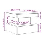 vidaXL Table basse avec lumières LED chêne noir 50x50x40 cm