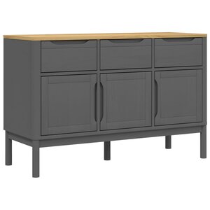 vidaXL Buffet FLORO gris 114x43x74 cm bois massif de pin