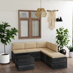 vidaXL Salon palette de jardin 6 Pièces avec coussins Bois de pin