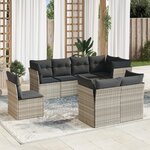 vidaXL Salon de jardin 8 Pièces avec coussins gris clair résine tressée