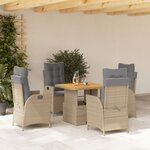 vidaXL Ensemble à manger de jardin avec coussins 5Pièces Beige poly rotin