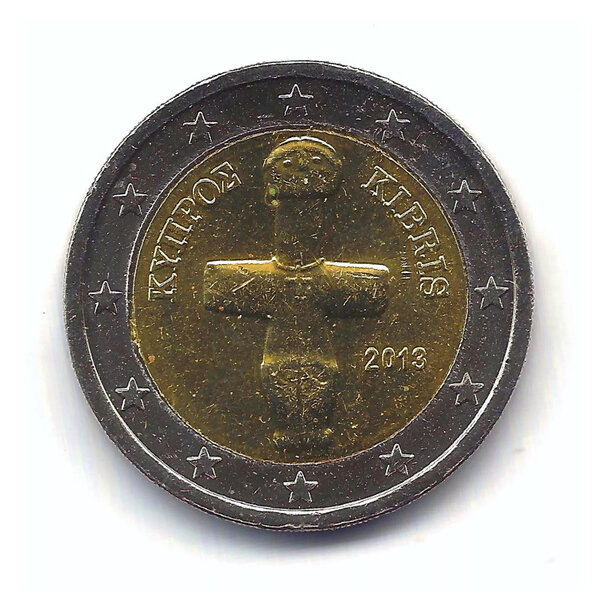 2 euros Chypre 2013 face nationale - Idole de Pomos.