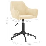 vidaXL Chaises pivotantes à manger lot de 2 crème velours