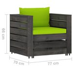 Vidaxl salon de jardin 2 pièces avec coussins bois imprégné de gris
