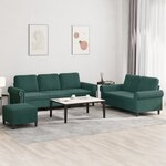 vidaXL Ensemble de canapés 3 Pièces avec coussins Vert foncé Velours