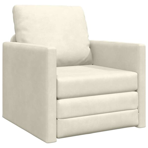 vidaXL Canapé-lit avec coussin Crème 74 x 77 x 81 cm Velours