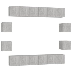 vidaXL Ensemble de meubles TV 10 Pièces Gris béton Bois d'ingénierie