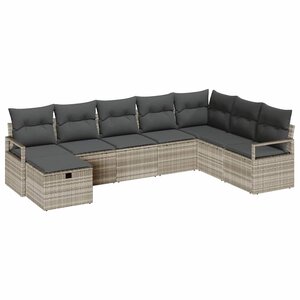 vidaXL Ensemble de canapé de jardin 8 Pièces Gris clair Poly rotin