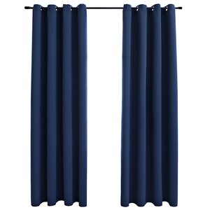 vidaXL Rideaux occultants avec anneaux en métal 2 Pièces Bleu 140x175 cm