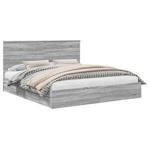 vidaXL Lit de Rangement Gris Sonoma 200 x 200 cm Bois d'ingénierie