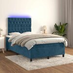 vidaXL Sommier à lattes de lit matelas et LED Bleu foncé 120x200 cm