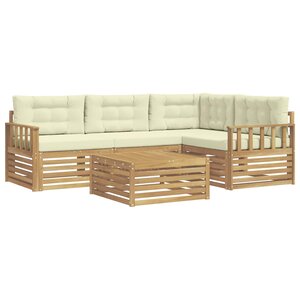 vidaXL Ensemble de canapés d'extérieur 6 Pièces Blanc et crème Polyester