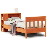 vidaXL Lit bibliothèque sans matelas cire marron 90x200 cm pin massif