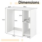 Bureau d'ordinateur table de travail pour petit espace avec 2 compartiments bureau informatique 40 x 80 x 74 cm blanc 20_0007990